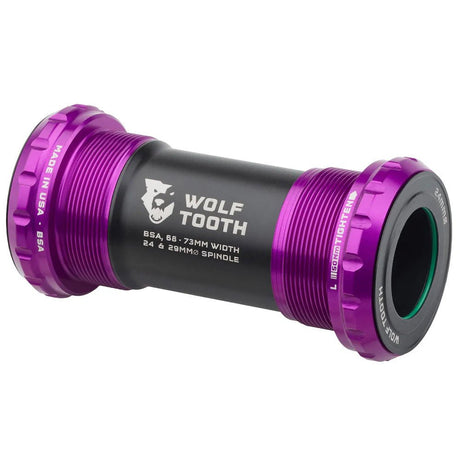 Wolf Tooth Bottom Bracket - BSA 68/73mm - 24mm Spindle - Ultraviolet Purple - The Lost Co. - Wolf Tooth - WBB - BSA - 24 - PRU - 810159401289 -