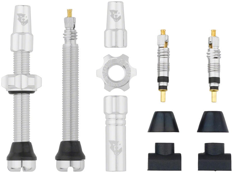 Wolf Tooth Tubeless Valve Stem Kit - 44mm Length - Silver - The Lost Co. - Wolf Tooth Components - TLV - KIT44 - RSIL - 812719029223 -