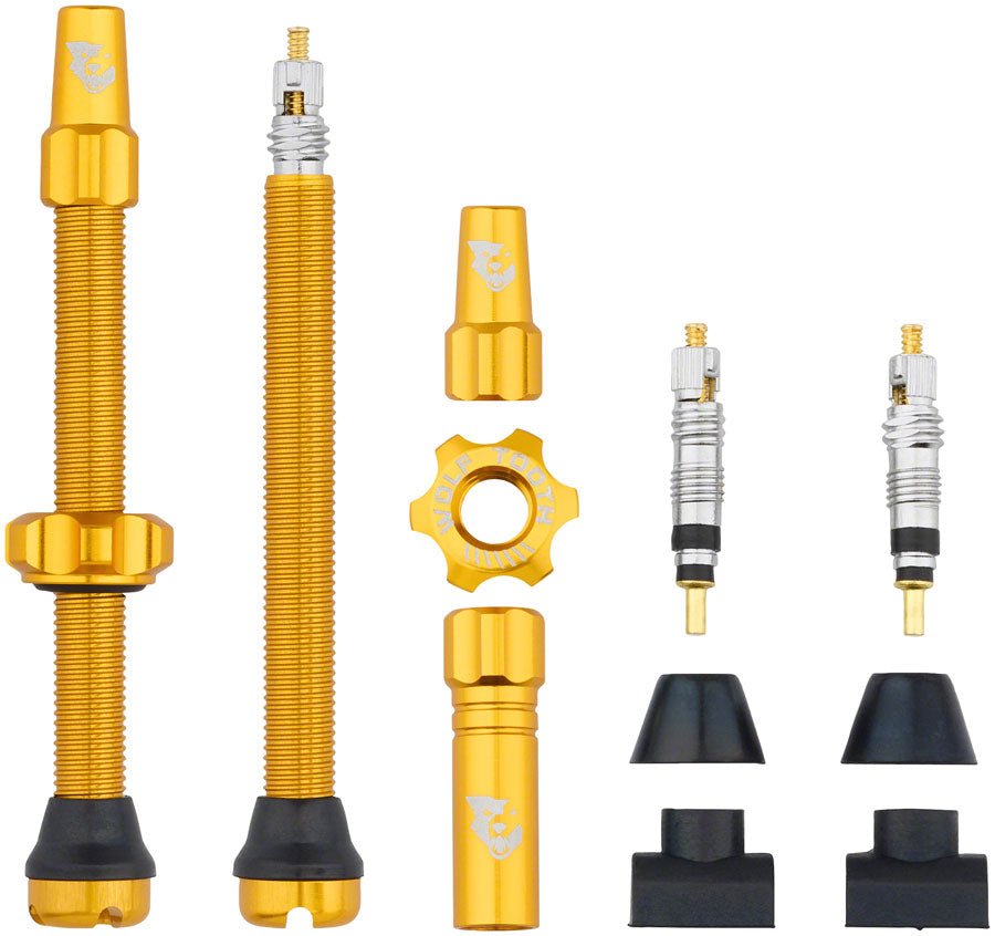 Wolf Tooth Tubeless Valve Stem Kit - 60mm Length - Gold - The Lost Co. - Wolf Tooth Components - TLV - KIT60 - GLD - 812719029100 -