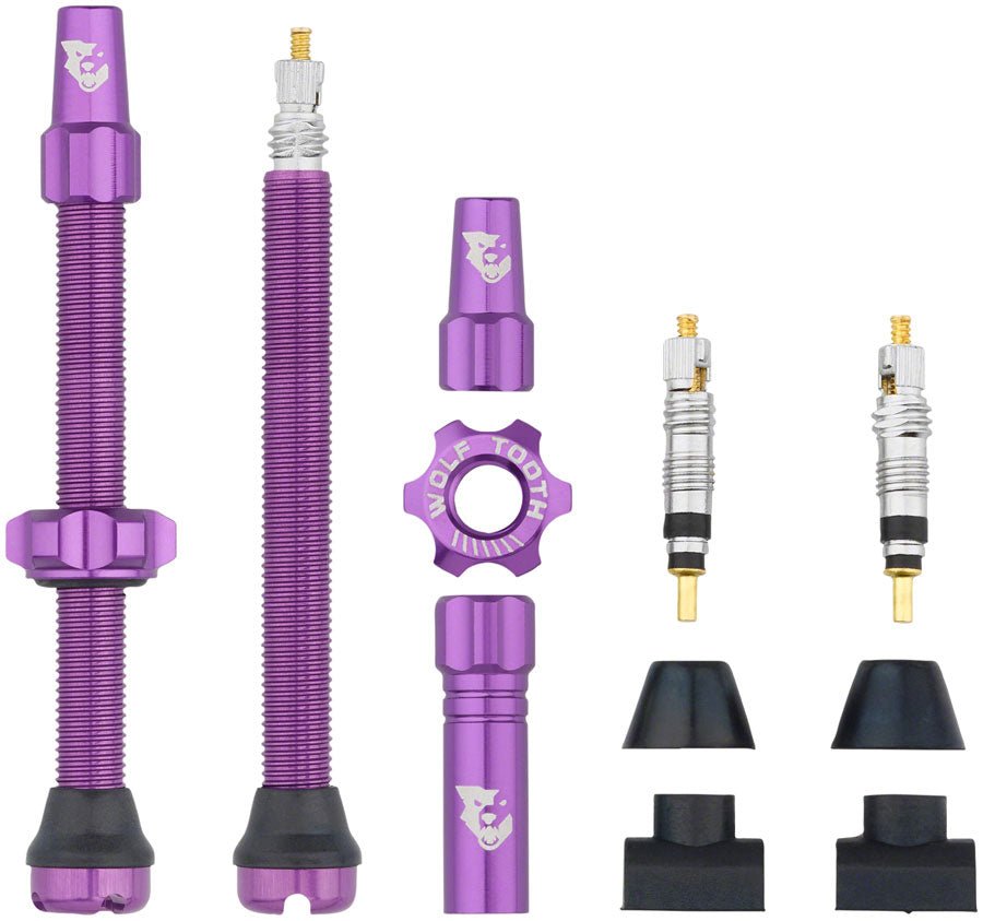 Wolf Tooth Tubeless Valve Stem Kit - 60mm Length - Purple - The Lost Co. - Wolf Tooth Components - TLV - KIT60 - PRP - 812719029094 -
