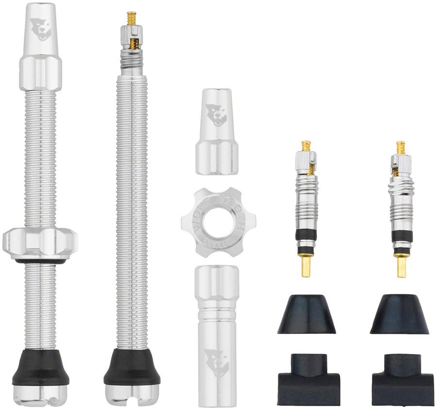 Wolf Tooth Tubeless Valve Stem Kit - 60mm Length - Silver - The Lost Co. - Wolf Tooth Components - TLV - KIT60 - RSIL - 812719029230 -