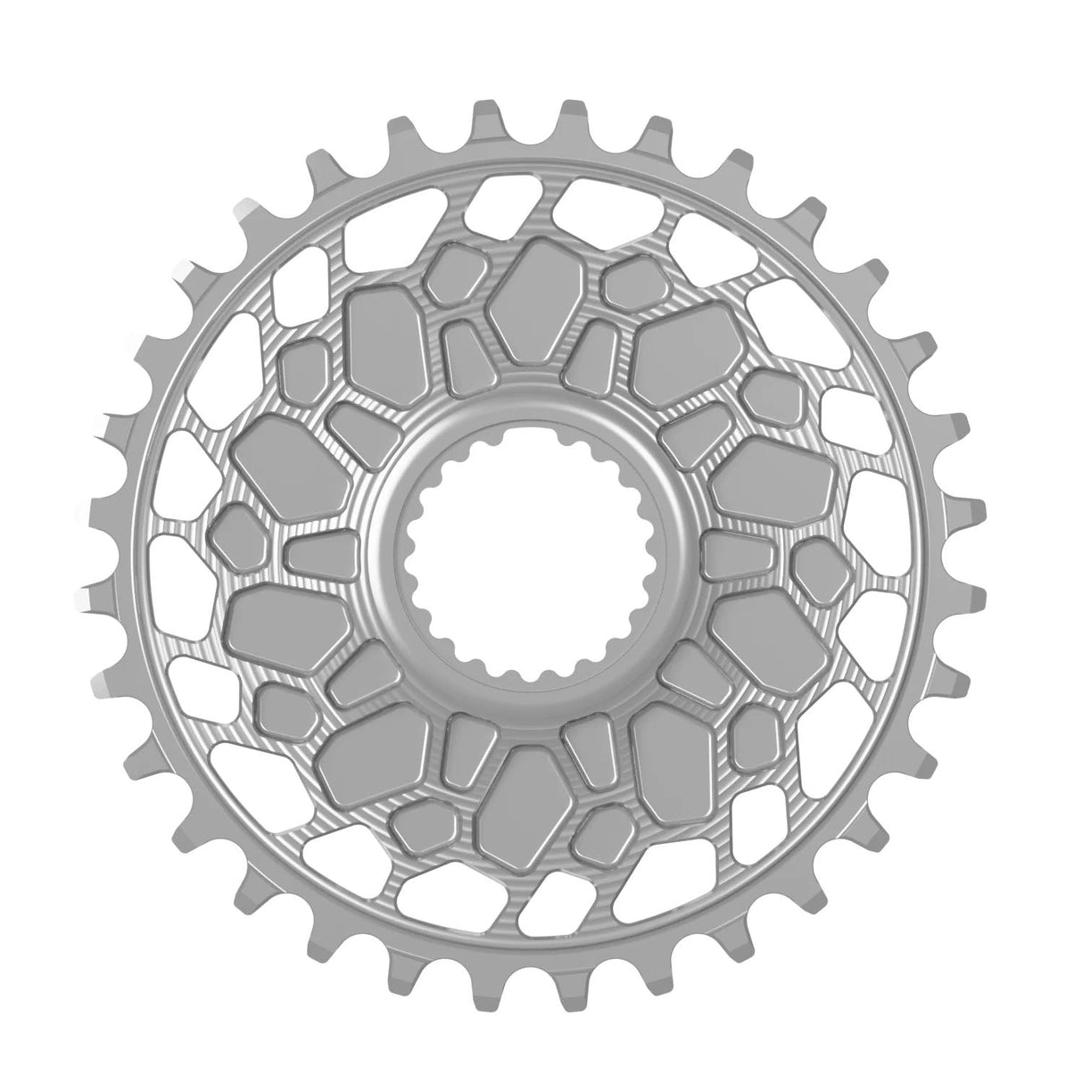 Works Components GEO Chainring Shimano - 32t - Shimano DM - 3mm Offset - Silver - The Lost Co. - Works Components - WCGEOSHM-R-32-SILVER - 5061010651472 -
