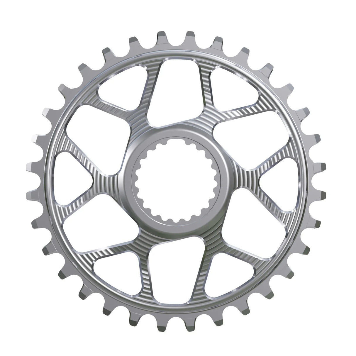 Works Components Round Chainring - 34t - Shimano DM - 3mm Offset - Silver - The Lost Co. - Works Components - WCSHM-R-34-SILVER - 5060894516327 -