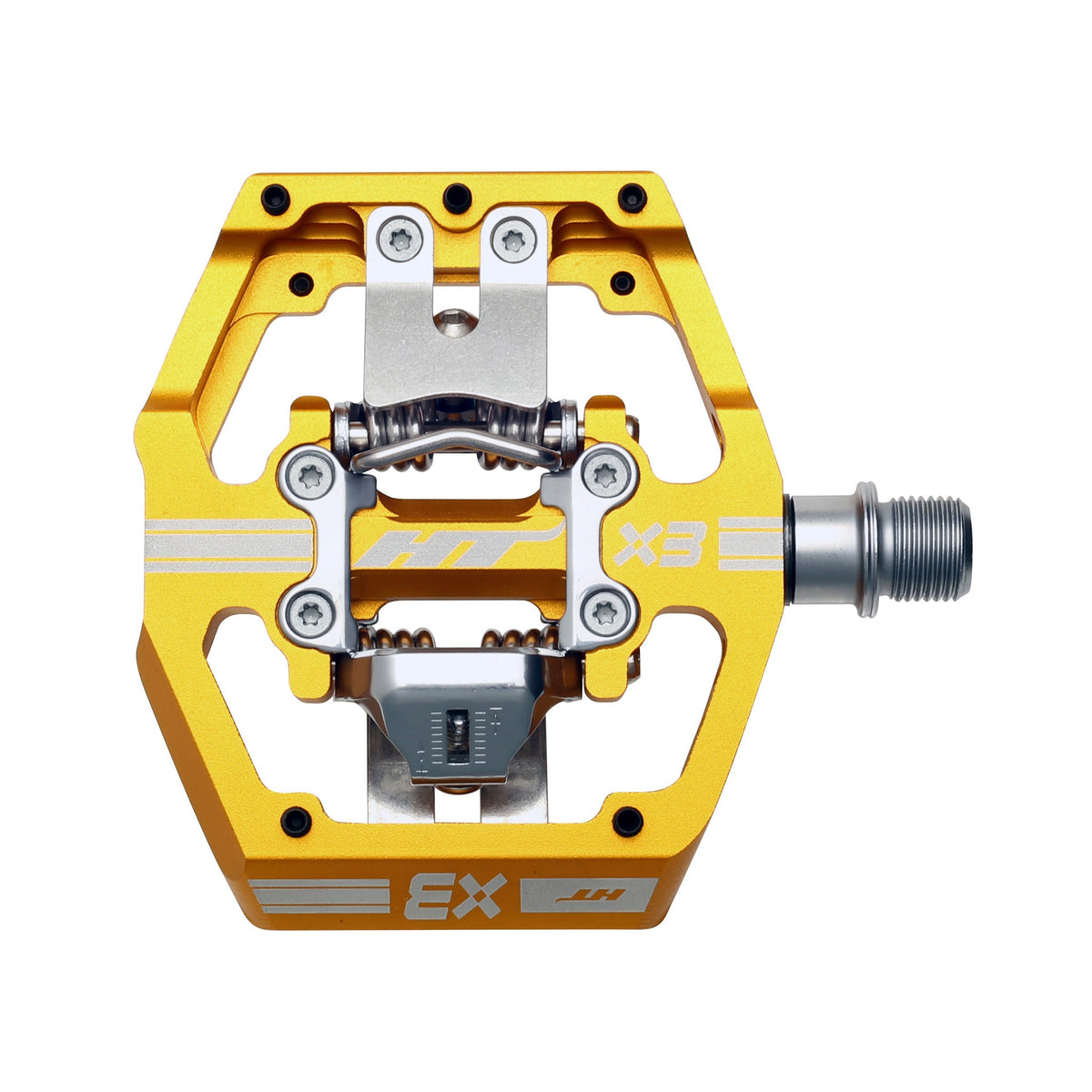 gold mtb flat pedals HT Pedals X3 Clipless Platform Pedals CrMo