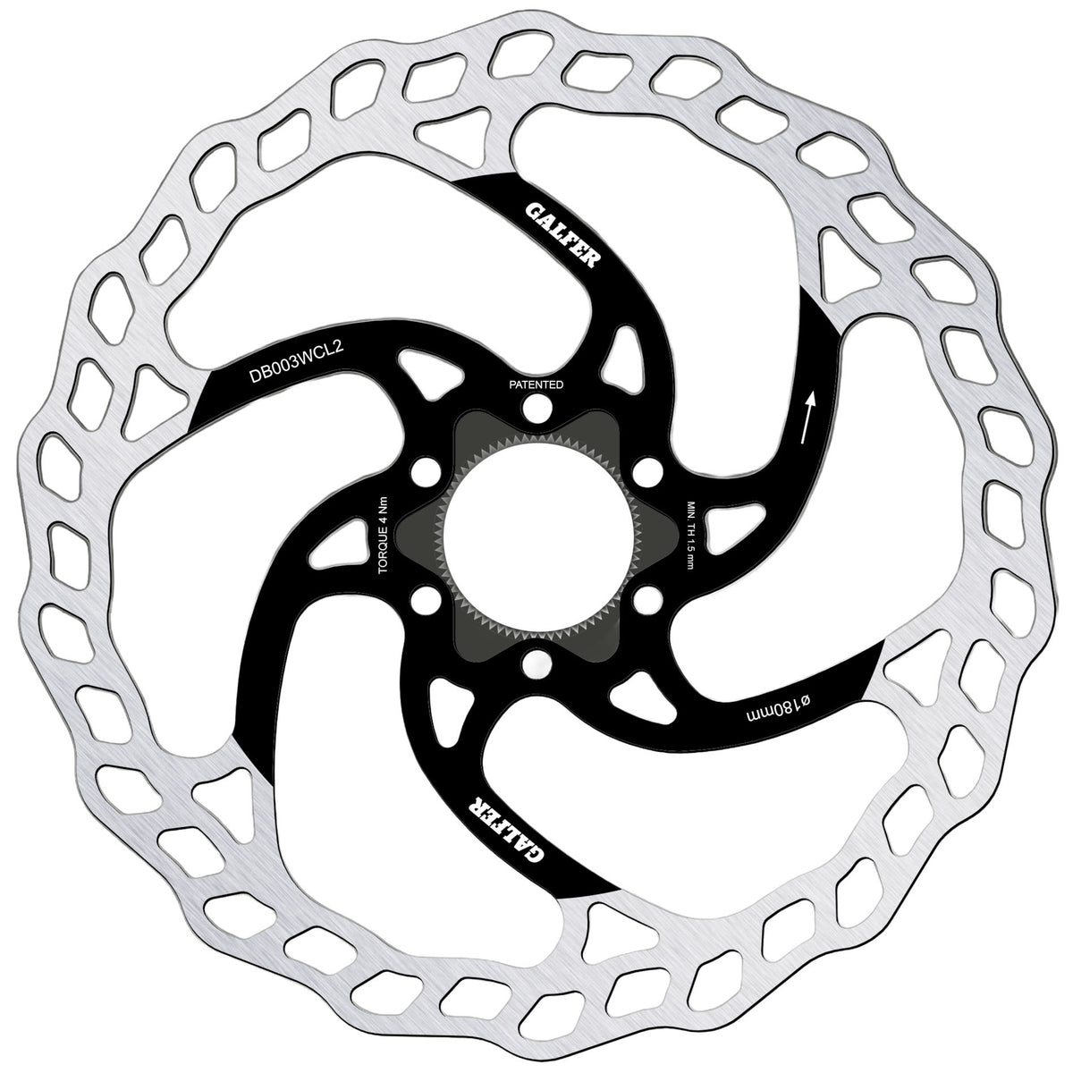 Galfer 180mm Rotor Center Lock 2.0mm Black/Silver