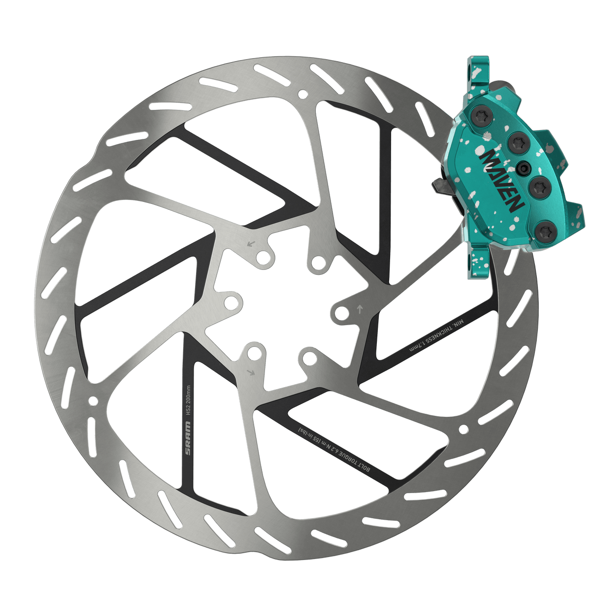 SRAM Maven Ultimate Brake - Expert Kit - Teal Splatter - The Lost Co. - SRAM - 00.5018.237.003 - 710845917349 - 