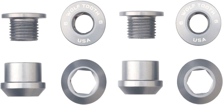 Wolf Tooth 1x Chainring Bolt Set - Silver - The Lost Co. - Wolf Tooth - 4CBCN06RSIL - 810006809534 - 