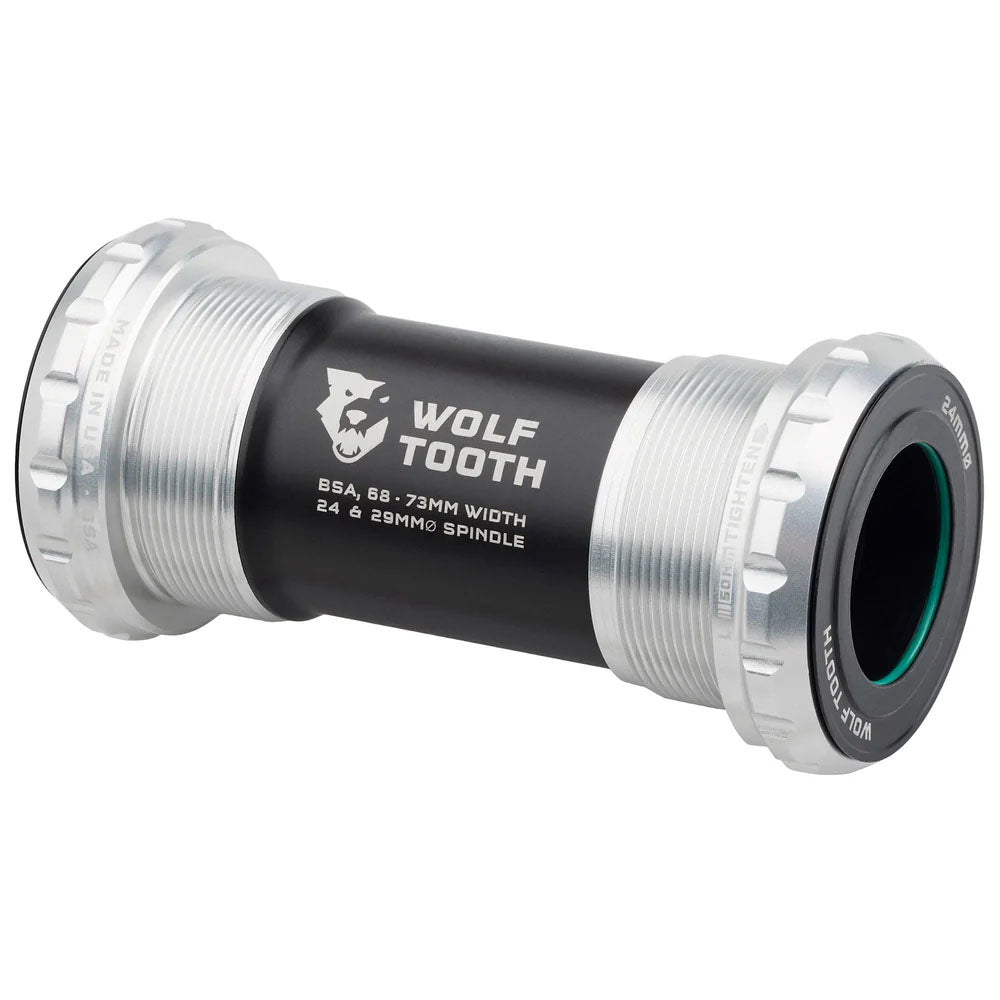 Wolf Tooth Bottom Bracket - BSA 68/73mm - 24mm Spindle - Raw Silver - The Lost Co. - Wolf Tooth - WBB - BSA - 24 - RSIL - 810159401296 - 