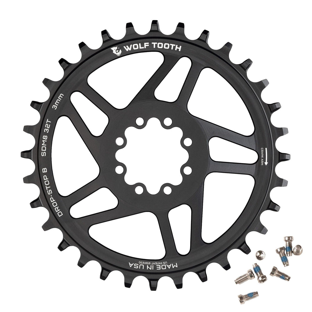 Wolf Tooth Round Chainring - 28t - SRAM 8 - Bolt Direct Mount - Drop - Stop B - 3mm Offset - Black - The Lost Co. - Wolf Tooth - SDM8 - R - B - 03P - 28 - 810159400305 - 