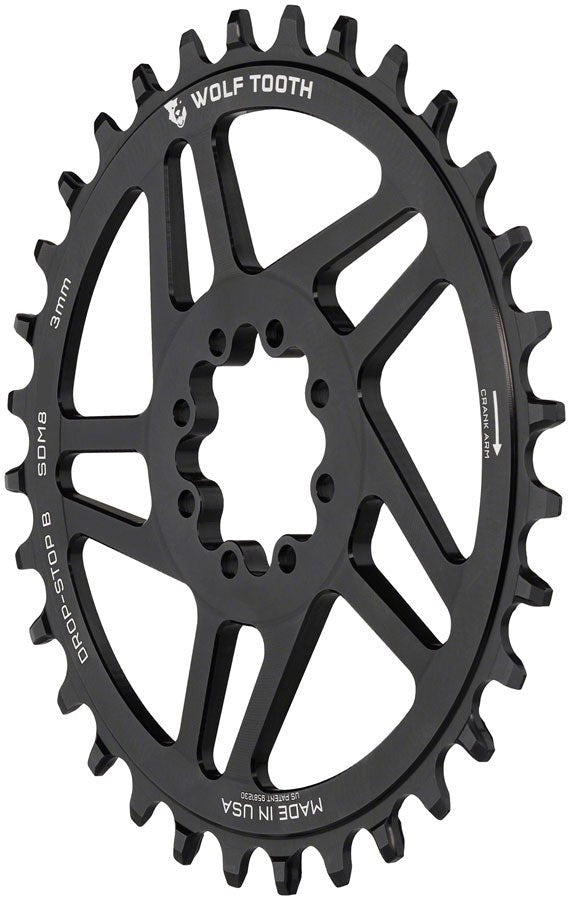 Wolf Tooth Round Chainring - 36t - SRAM 8 - Bolt Direct Mount - Drop - Stop B - 3mm Offset - Black - The Lost Co. - Wolf Tooth Components - SDM8 - 36 - 810006808599 - 