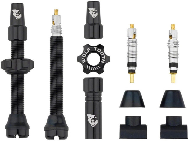 Wolf Tooth Tubeless Valve Stem Kit - 44mm Length - Black - The Lost Co. - Wolf Tooth Components - TLV - KIT44 - BLK - 812719026512 - 