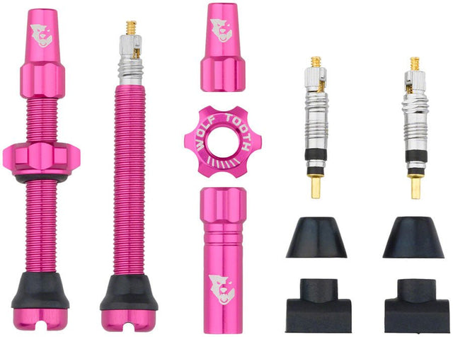Wolf Tooth Tubeless Valve Stem Kit - 44mm Length - Pink - The Lost Co. - Wolf Tooth Components - TLV - KIT44 - PNK - 812719028035 - 