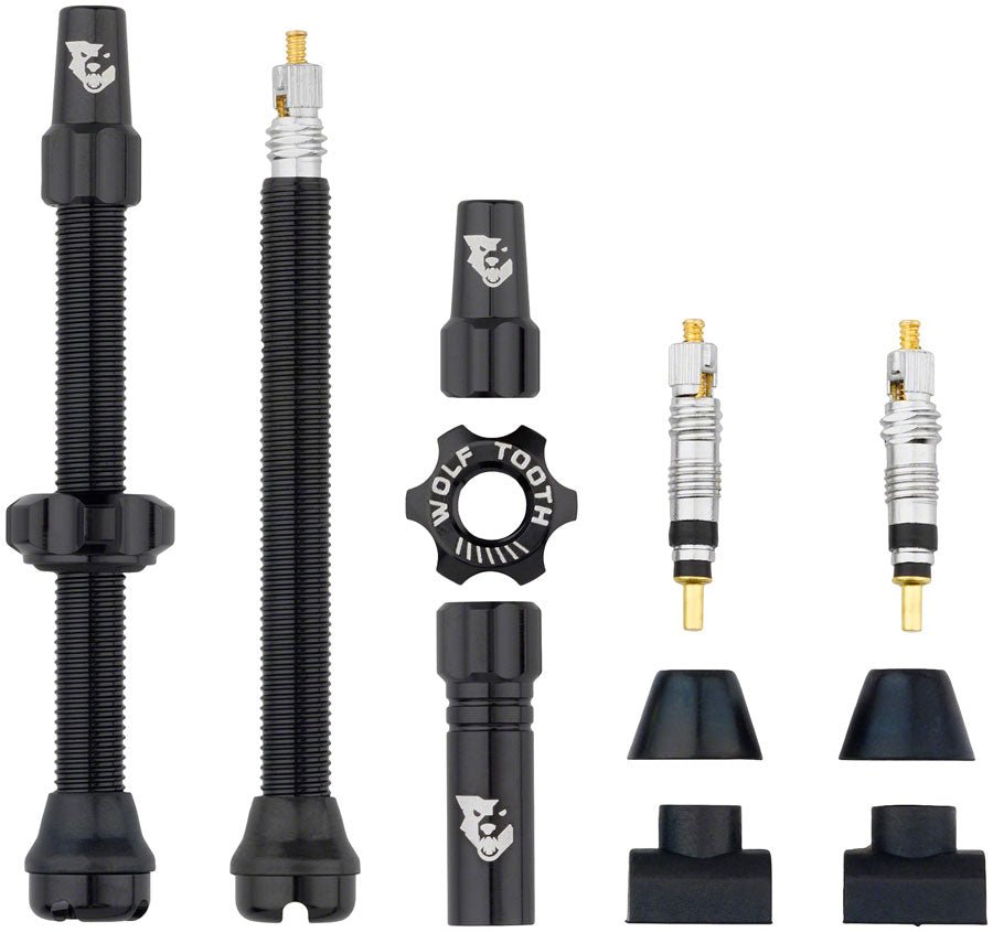 Wolf Tooth Tubeless Valve Stem Kit - 60mm Length - Black - The Lost Co. - Wolf Tooth Components - TLV - KIT60 - BLK - 812719028547 - 