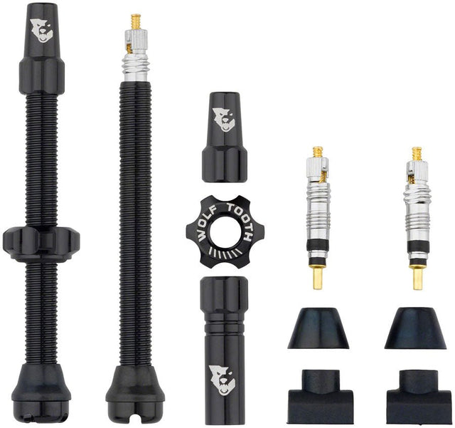 Wolf Tooth Tubeless Valve Stem Kit - 60mm Length - Black - The Lost Co. - Wolf Tooth Components - TLV - KIT60 - BLK - 812719028547 - 