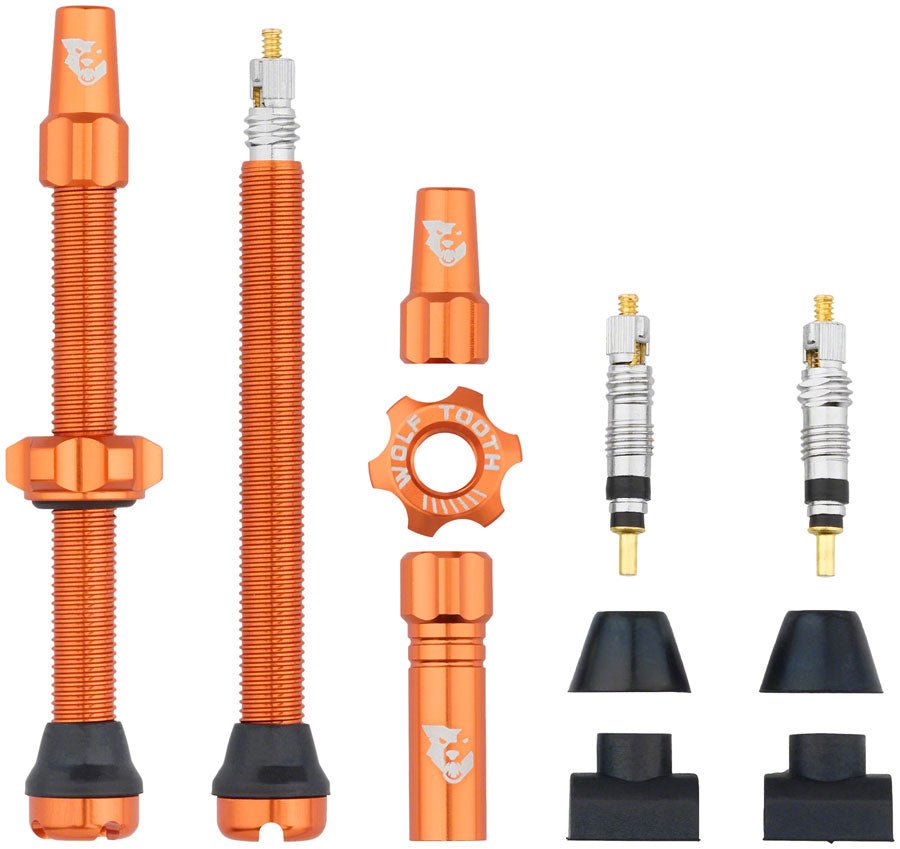 Wolf Tooth Tubeless Valve Stem Kit - 60mm Length - Orange - The Lost Co. - Wolf Tooth Components - TLV - KIT60 - ORG - 812719029056 - 