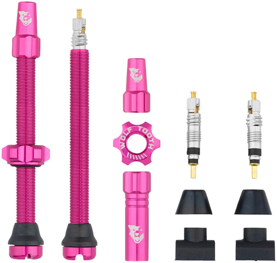 Wolf Tooth Tubeless Valve Stem Kit - 60mm Length - Pink - The Lost Co. - Wolf Tooth Components - TLV - KIT60 - PNK - 812719029209 - 