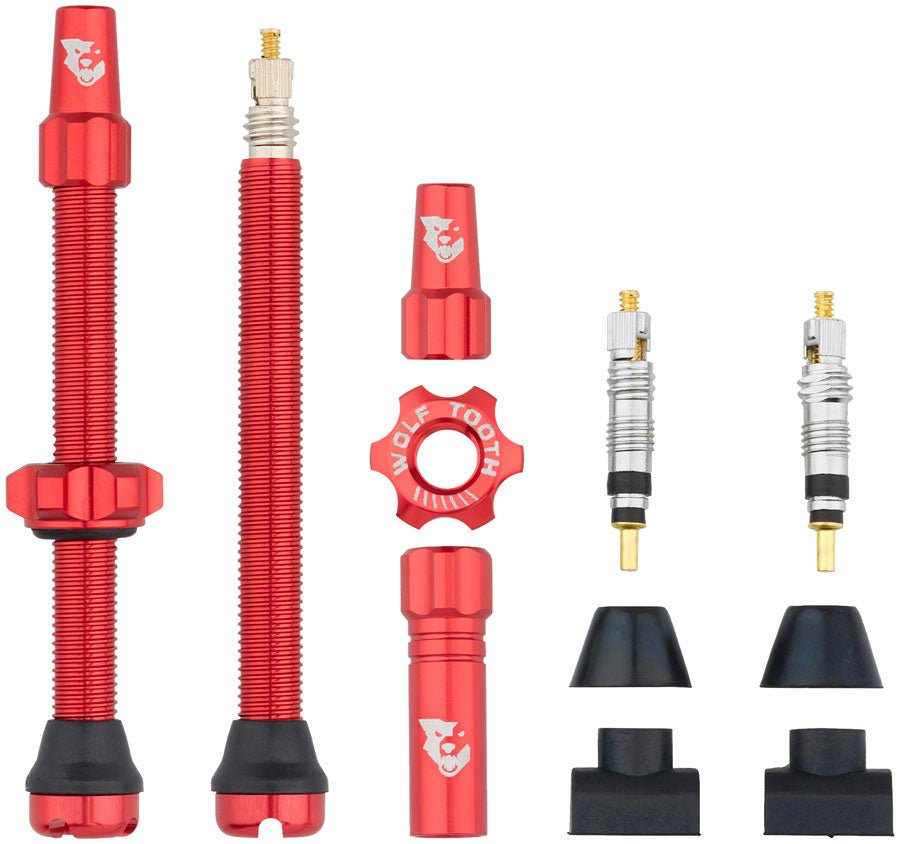 Wolf Tooth Tubeless Valve Stem Kit - 60mm Length - Red - The Lost Co. - Wolf Tooth Components - TLV - KIT60 - RED - 812719028752 - 