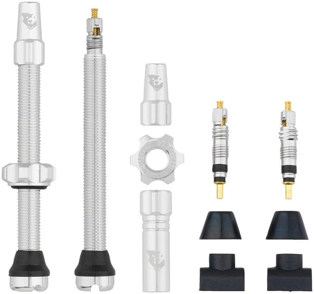 Wolf Tooth Tubeless Valve Stem Kit - 60mm Length - Silver - The Lost Co. - Wolf Tooth Components - TLV - KIT60 - RSIL - 812719029230 - 