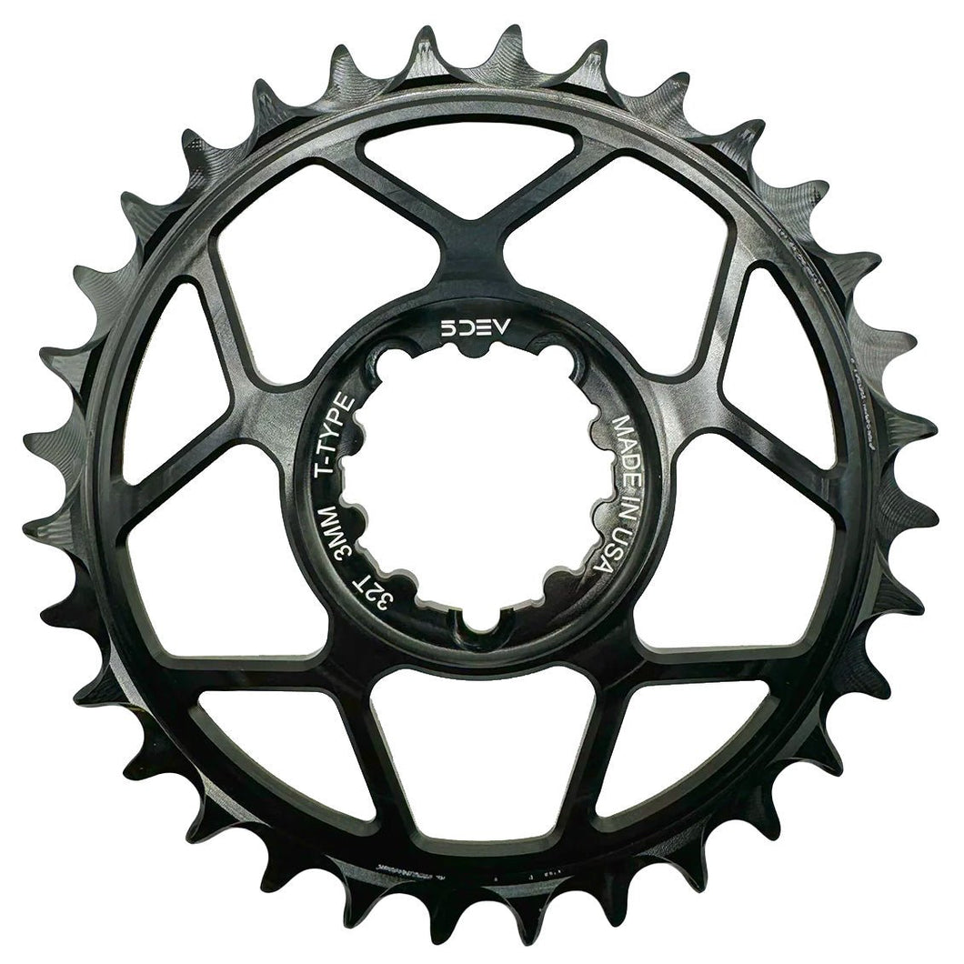 5DEV Chainring - T-Type SRAM 3-Bolt Chainring - 3mm Offset - 32T - Clear/Silver - The Lost Co. - 5Dev - B-FD2385 - 850058721088 - -