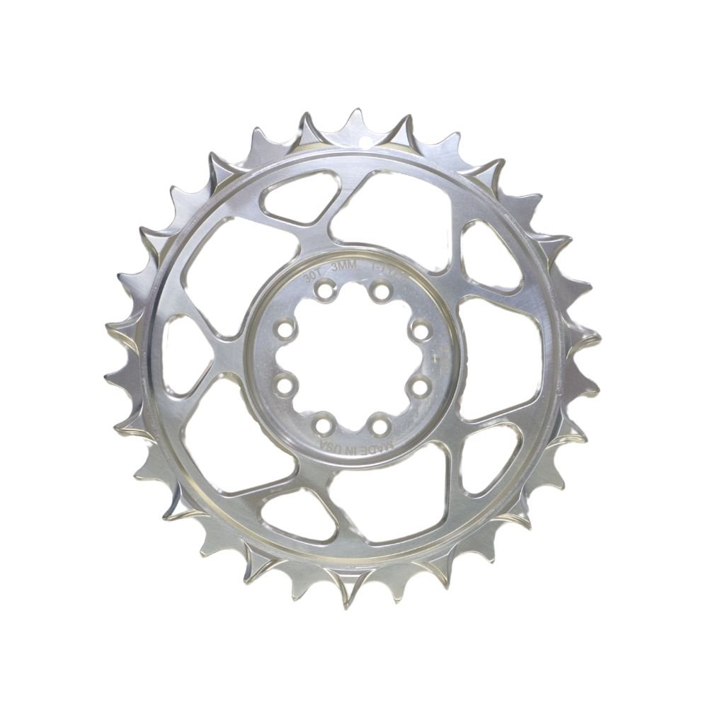 5DEV Chainring - T-Type SRAM 8-Bolt Chainring - 3mm Offset - 30T - Raw Silver/Clear - The Lost Co. - 5Dev - B-FD2391 - 850058721170 - -