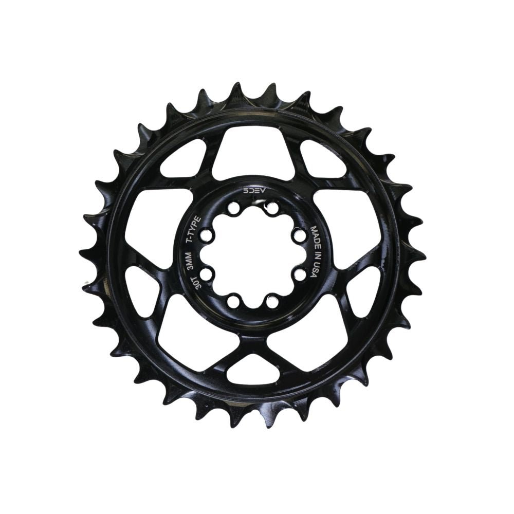 5DEV Chainring - T-Type SRAM 8-Bolt Chainring - 3mm Offset - 34T - Bla