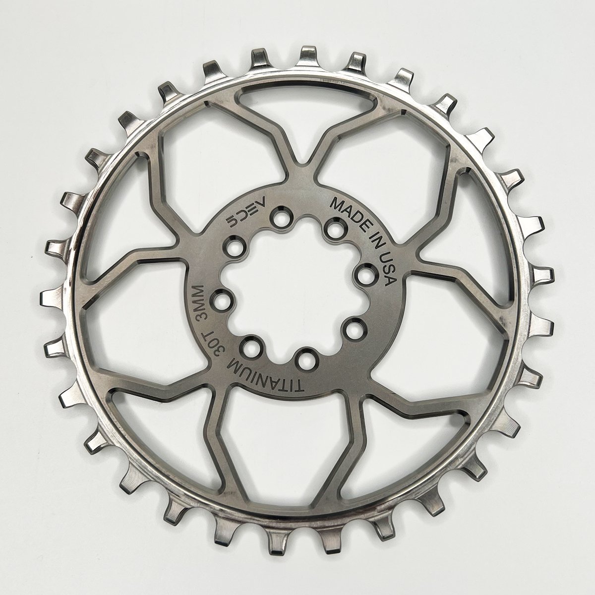 5DEV Titanium Chainring - T-Type SRAM 8-Bolt Chainring - 3mm Offset ...