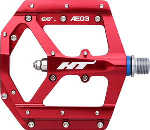 HT Components AE03 EVO+ Platform Pedals Body: Aluminum Spindle: Cr-Mo 9/16 Red Pair - The Lost Co. - HT Components - PD4916 - 4715872481166 - -
