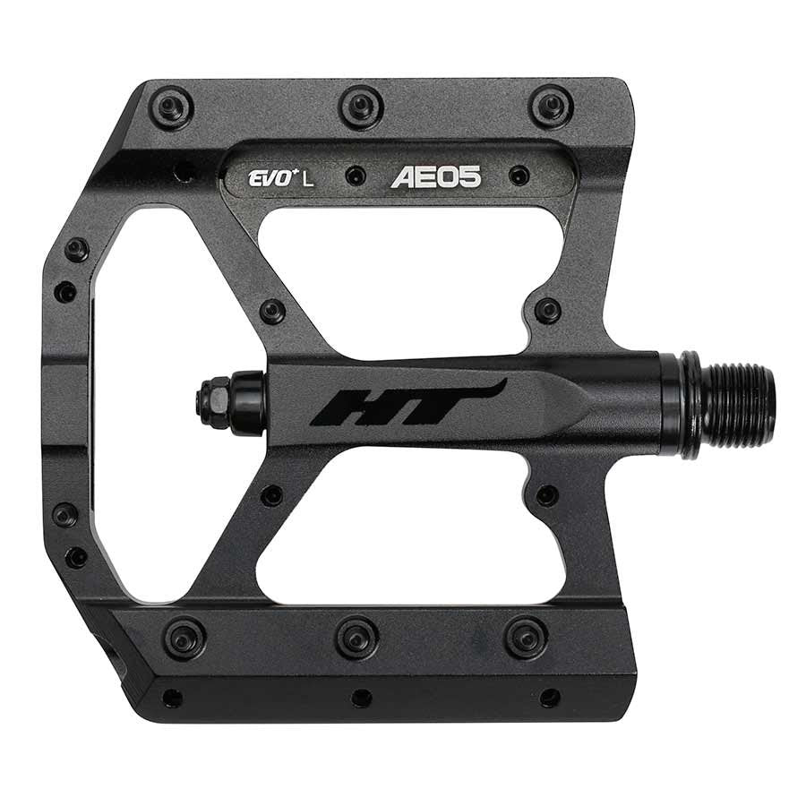 HT Components AE05 EVO+ Platform Pedals Body: Aluminum Spindle: Cr-Mo 9/16 Stealth Black Pair - The Lost Co. - HT Components - H451004-02 - 4715872485492 - -