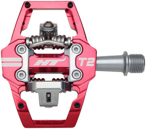 HT Components T2 Pedals - Dual Sided Clipless Platform Aluminum 9/16" Red - The Lost Co. - HT Components - H451066-03 - 4711126208978 - -