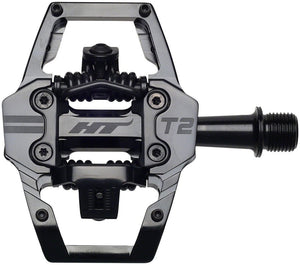 HT Components T2 Pedals - Dual Sided Clipless Platform Aluminum 9/16" Stealth BLK - The Lost Co. - HT Components - H451066-05 - 4711126208893 - -