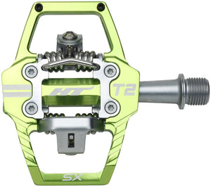 HT Components T2-SX Pedals - Dual Sided Clipless Platform Aluminum 9/16" Apple Green - The Lost Co. - HT Components - PD1427 - 4711126209234 - -