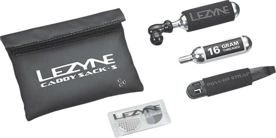Lezyne Caddy Sack Pouch with C02 Tire Repair Caddy Kit: Black - The Lost Co. - Lezyne - PU0502 - 4712805983292 - -