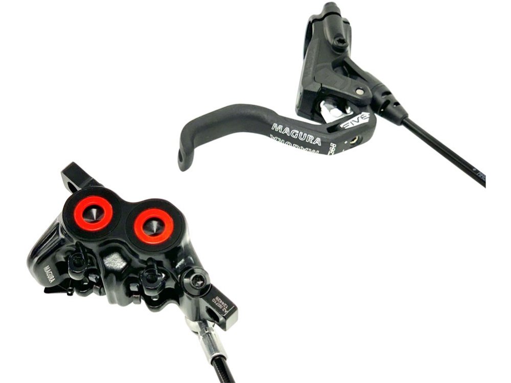 MT5 HC Carbon Disc Brake, Front or Rear, Carbon Black / Neon Red