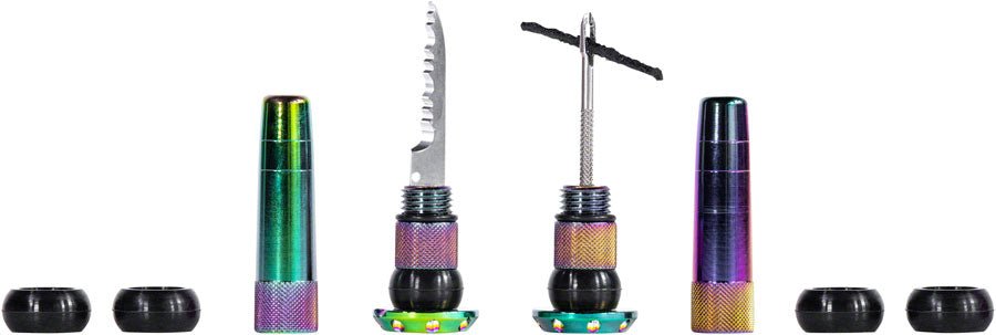 Muc-Off Stealth Tubeless Puncture Plugs Tire Repair Kit - Bar-End Mount - Iridescent - Pair - The Lost Co. - Muc-Off - H030190-10 - 5037835208023 - -