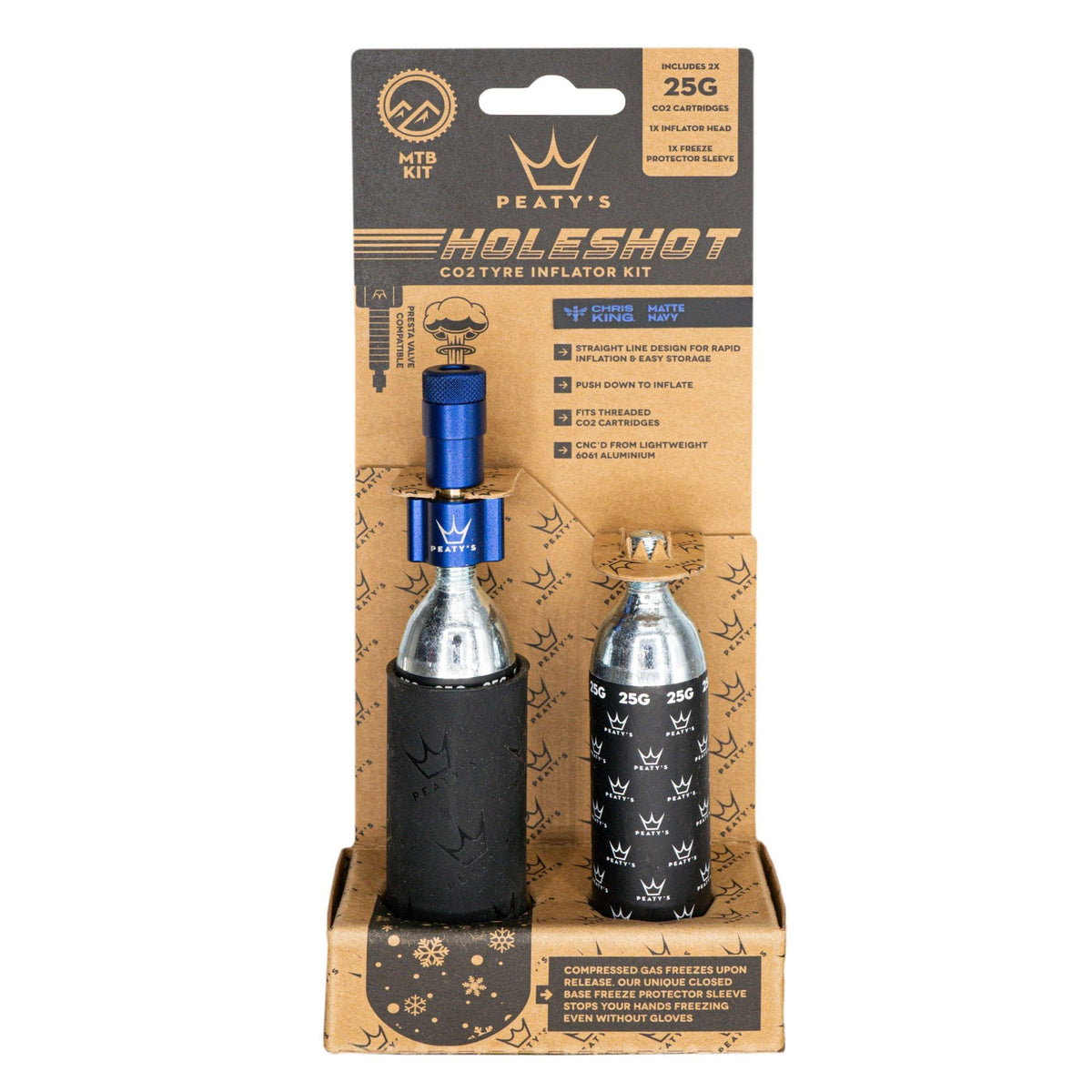 Peatys Holeshot MTB Tire Inflator Kit w/ CO2 Cartridges - Navy – The ...