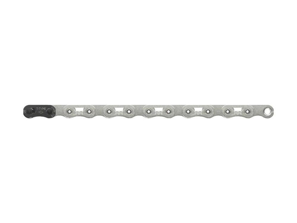 SRAM XX SL Eagle T-Type Flattop Chain - 12-Speed 126 Links Hollow Pin Includes PowerLock Connector PVD Coated Silver - The Lost Co. - SRAM - 00.2518.057.010 - 710845891489 - -