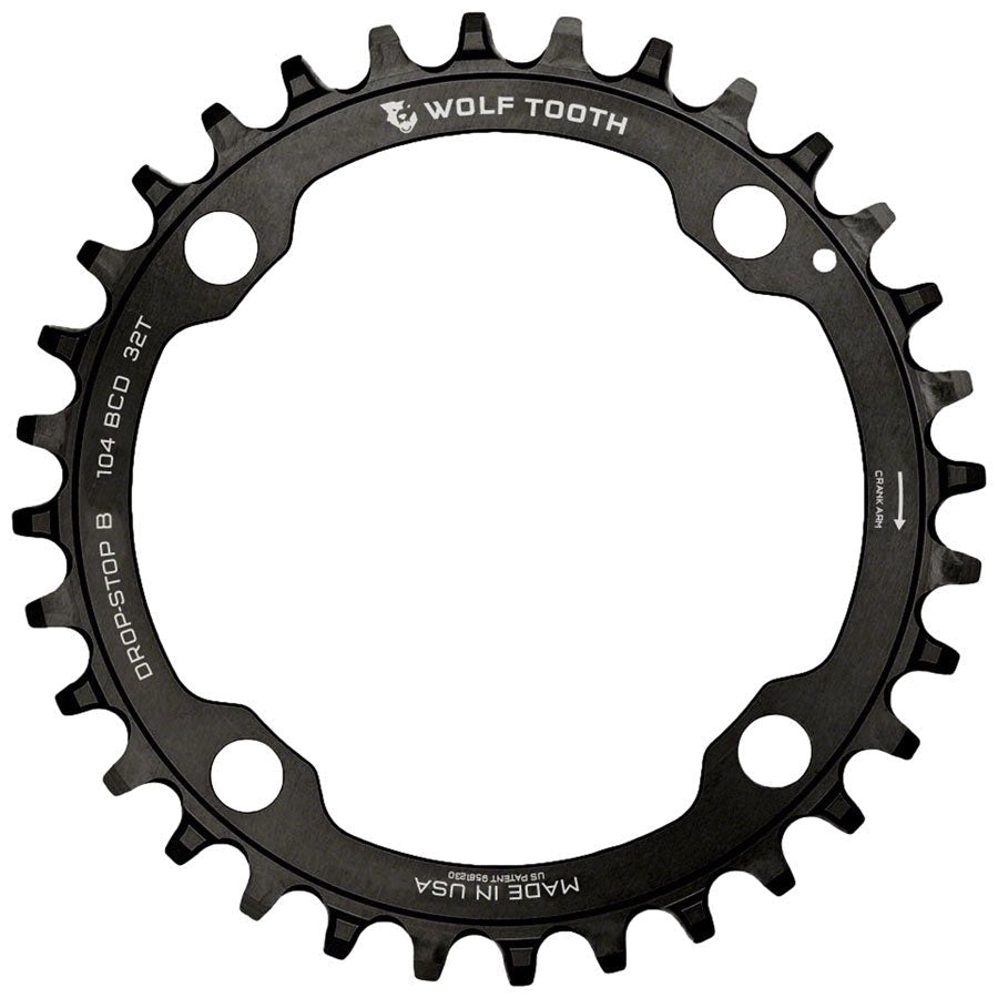 Wolf Tooth 104 BCD Chainring - 32t - 104 BCD 4-Bolt - Drop-Stop B - Black - The Lost Co. - Wolf Tooth - CR4834 - 810006807868 - -
