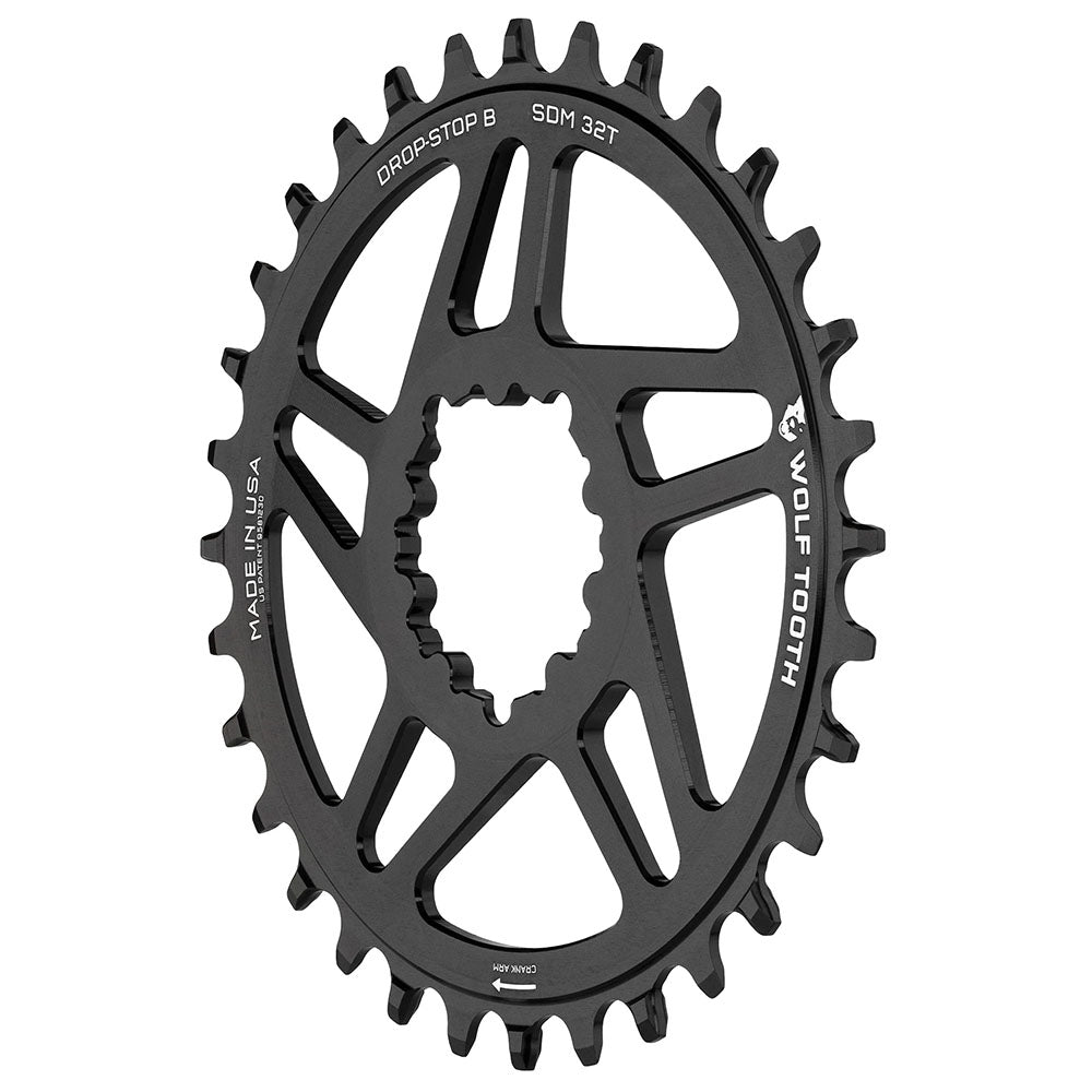 Wolf Tooth Components Chainring - DropStop B - 0mm Offset - 3-Bolt SRAM Direct Mount - 34T - Black - The Lost Co. - Wolf Tooth Components - B-WQ1126 - 810006807929 - -