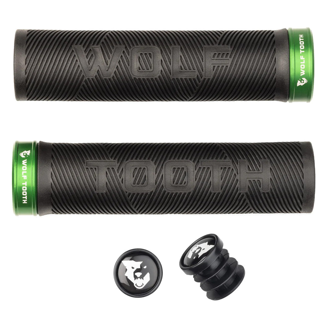 Wolf Tooth Components Echo Lock-On Grip Set - Blk/Green - The Lost Co. - Wolf Tooth - B-WQ0803 - 810006806533 - -