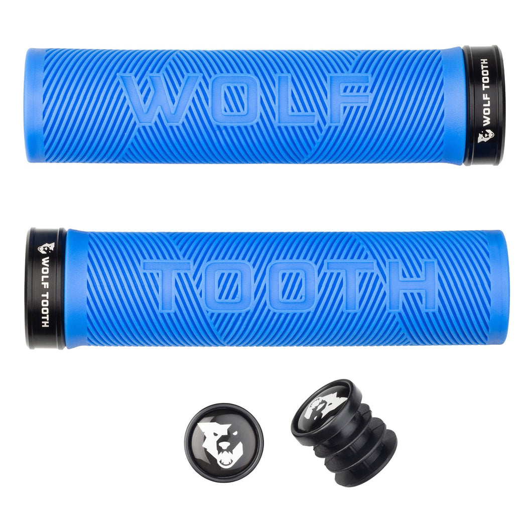 Wolf Tooth Components Echo Lock-On Grip Set - Blue/Blk - The Lost Co. - Wolf Tooth - B-WQ0811 - 810006806595 - -