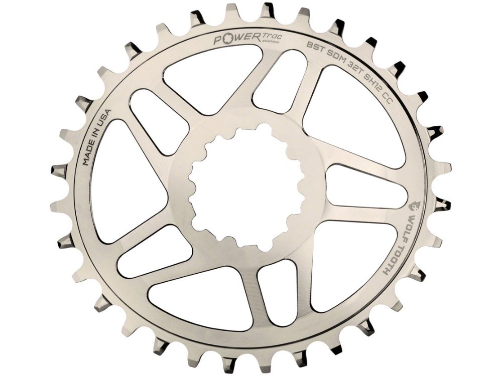 Wolf Tooth Components Elliptical Direct Mount Chainring for SRAM Cranks and Shimano 12spd Hyperglide+ Chains 32t Nickel - The Lost Co. - Wolf Tooth Components - OVAL-SDM32-BST-NI-SH12 - 810006801774 - -