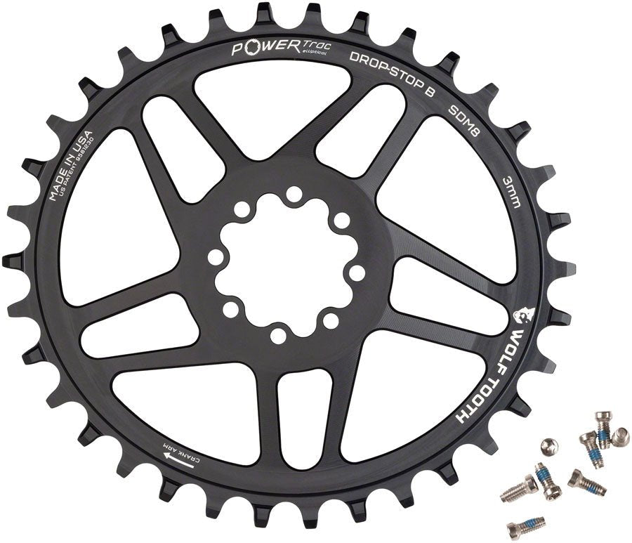 Wolf Tooth Elliptical Chainring - Drop-Stop B - SRAM 8-Bolt Direct Mou ...