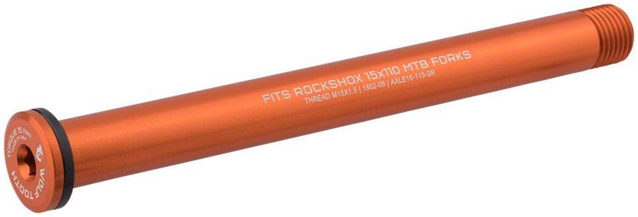 Wolf Tooth Front Thru Axle - RockShox 15x110mm - Orange – The Lost Co.