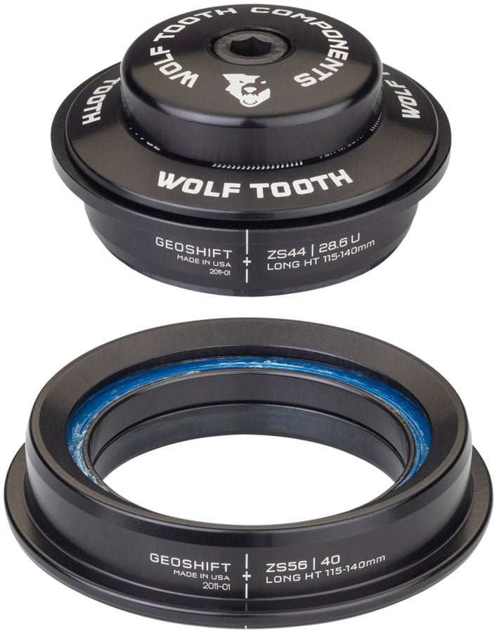 Wolf Tooth GeoShift Performance Angle Headset - 1 Deg Long ZS44/ZS56 Black - The Lost Co. - Wolf Tooth Components - HD0122 - 810006804645 - -