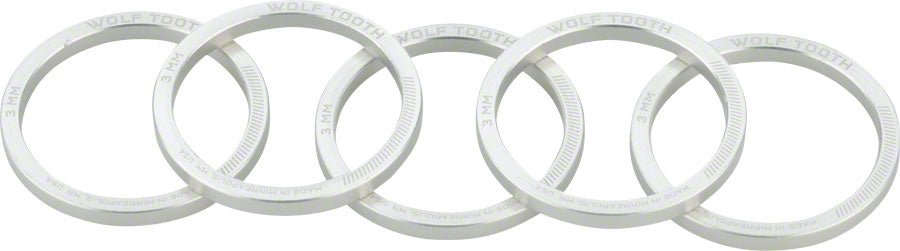 Wolf Tooth Headset Spacer 5 Pack 3mm Silver - The Lost Co. - Wolf Tooth - HD0242 - 812719022613 - -