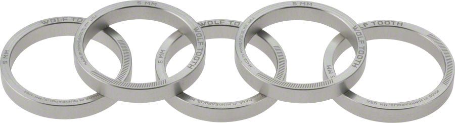 Wolf Tooth Headset Spacer 5 Pack 5mm Silver - The Lost Co. - Wolf Tooth - HD0250 - 812719022699 - -